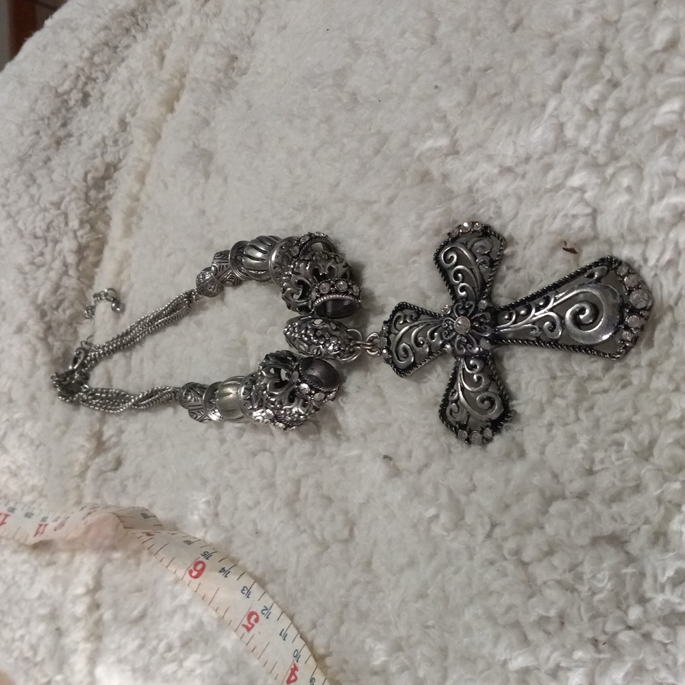 Cross necklace 16 or 17inches with a 3 inch adjustment chain